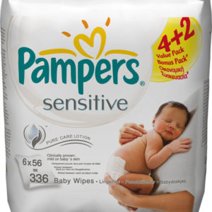 Afbeelding van Pampers Sensitive - Doekjes Navulpak 6x56st