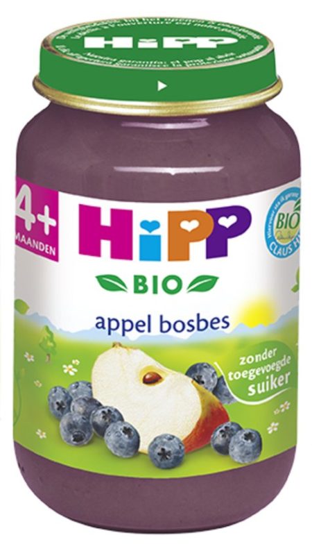 Afbeelding van HiPP Bio fruit 4m - Appel Bosbes - 6 stuks 190gr