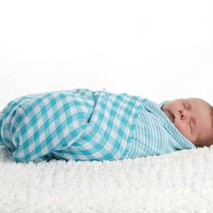 Afbeelding van Lulujo reversible swaddle 100% katoen 120x120 cm - Aqua Fun