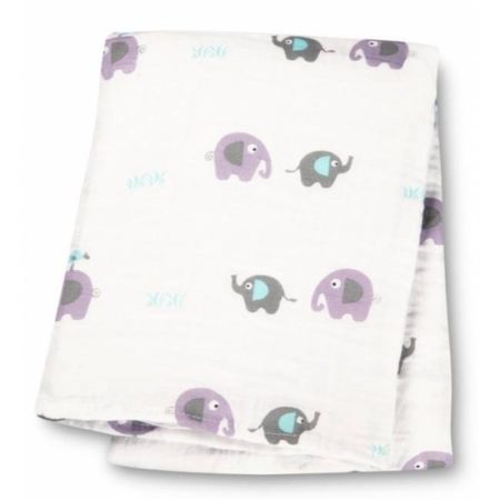 Afbeelding van Lulujo swaddle 100% katoen 120x120 cm - Elephants