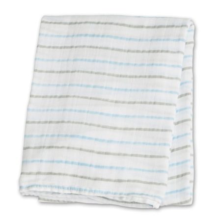 Afbeelding van Lulujo swaddle 100% katoen 120x120 cm - Blue Messy Stripe