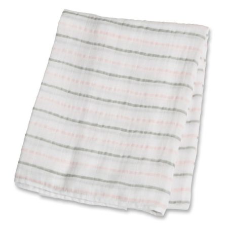 Afbeelding van Lulujo swaddle 100% katoen 120x120 cm - Pink Messy Stripe