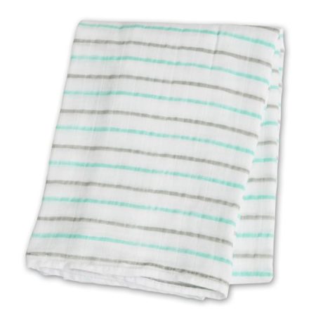 Afbeelding van Lulujo swaddle 100% katoen 120x120 cm - Aqua Messy Stripe