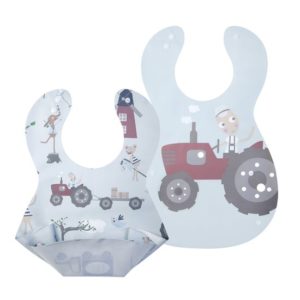 Afbeelding van Sebra - Plastic slabbetjes Farm boy set van 2 - blauw