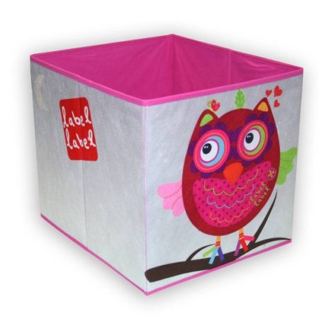 Afbeelding van Label Label opbergbox uil roze Opbergbox uil roze