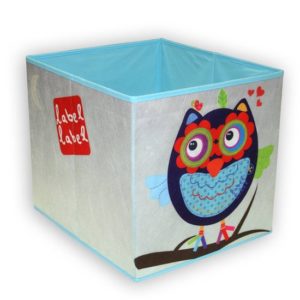 Afbeelding van Label Label opbergbox uil blauw Opbergbox uil blauw